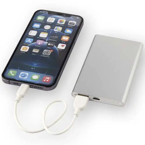 Power bank alluminio con indicatore LED di stato da 4000 mAh fornito in scatola regalo