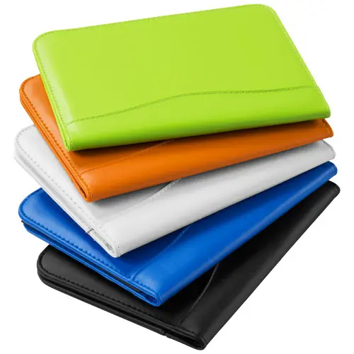 Cartella portadocumenti in similpelle con block notes A5 con fogli a righe e tasche interne