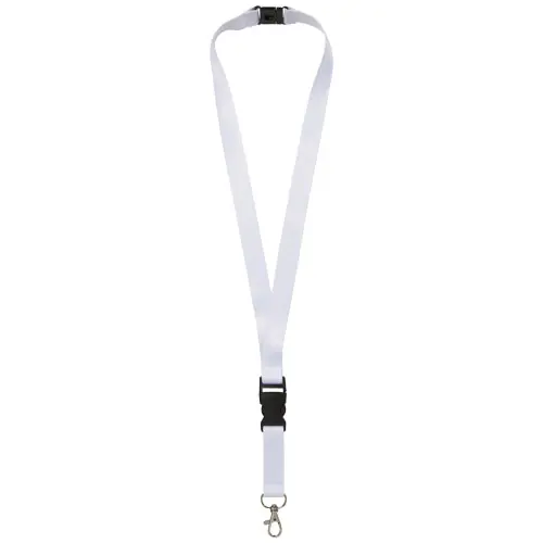 Lanyard in PET riciclato con fibbia e sgancio di scurezza totatlmente personalizzabile
