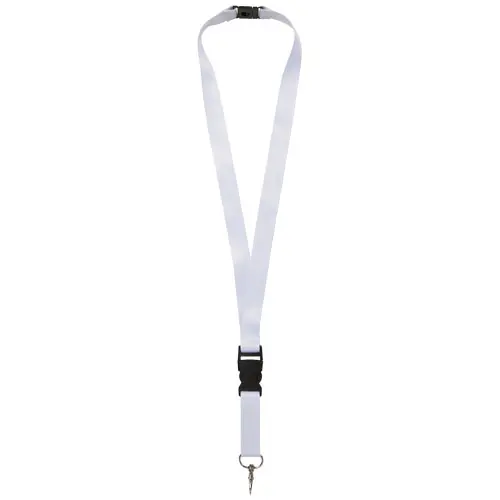 Lanyard in PET riciclato con fibbia e sgancio di scurezza totatlmente personalizzabile