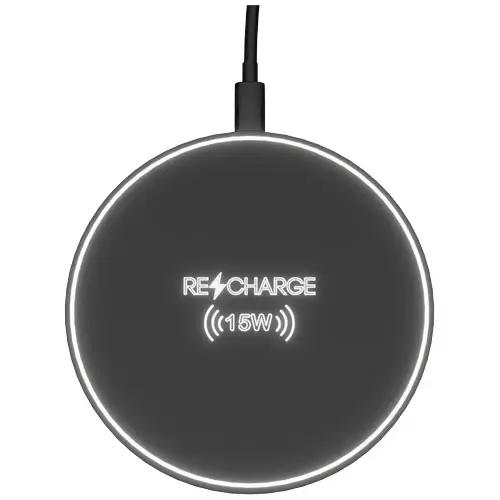 Caricatore wireless SCX Design in ABS con finitura soft-touch e logo luminoso da 15W 