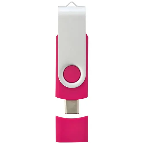 Chaivetta USB con meccanismo a rotazione e dobbiao conettore USB-C e USB-A disponibile da 1GB fino a 128GB