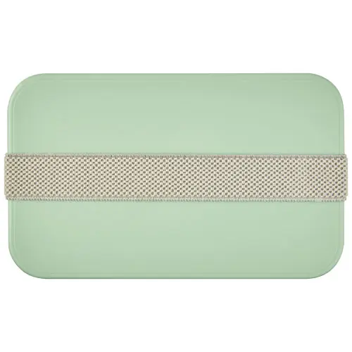 Porta pranzo in plastica e bioplastica da canna da zucchero con fascia di chiusura in plastica riciclata 180x110x60mm