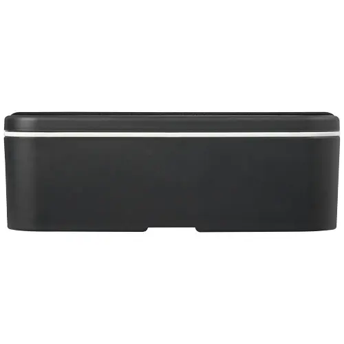 Porta pranzo in plastica e bioplastica da canna da zucchero con fascia di chiusura in plastica riciclata 180x110x60mm