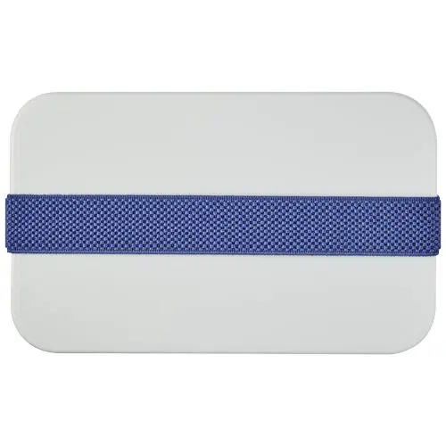 Porta pranzo in plastica e bioplastica da canna da zucchero con fascia di chiusura in plastica riciclata 180x110x60mm