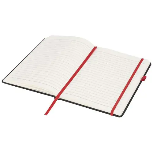 Block notes A5 con copertina nera in PU e 96 fogli a righe color crema 70gr