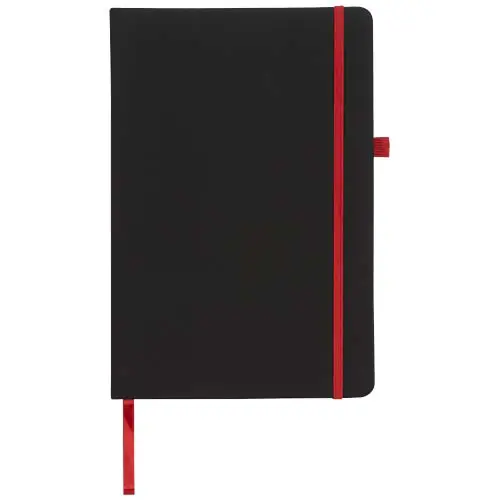 Block notes A5 con copertina nera in PU e 96 fogli a righe color crema 70gr