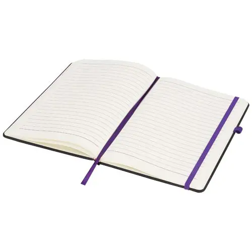 Block notes A5 con copertina nera in PU e 96 fogli a righe color crema 70gr