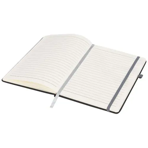 Block notes A5 con copertina nera in PU e 96 fogli a righe color crema 70gr