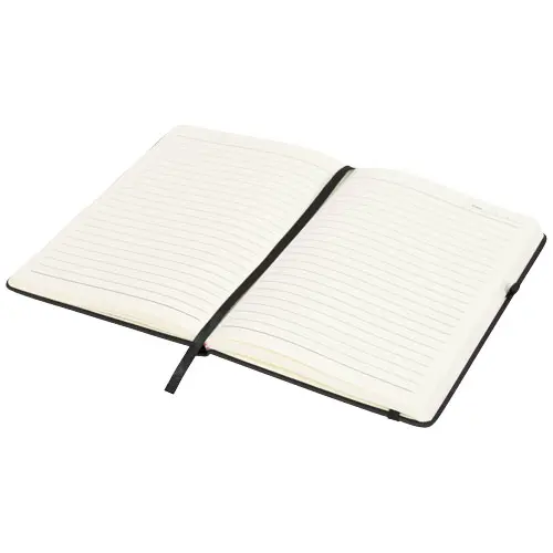 Block notes A5 con 128 fogli a righe color crema con copertina rigida e chiusura ad elastico