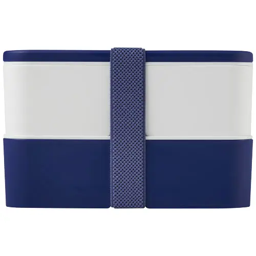 Porta pranzo con due scomparti in plastica priva di BPA e fascia di chiusura in RPET da 700ml 