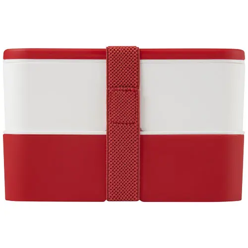 Porta pranzo con due scomparti in plastica priva di BPA e fascia di chiusura in RPET da 700ml 