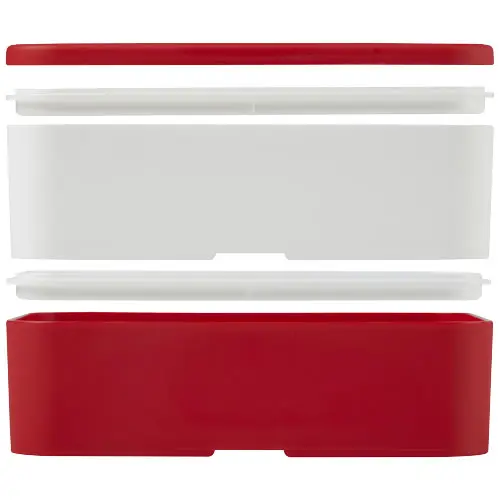 Porta pranzo con due scomparti in plastica priva di BPA e fascia di chiusura in RPET da 700ml 