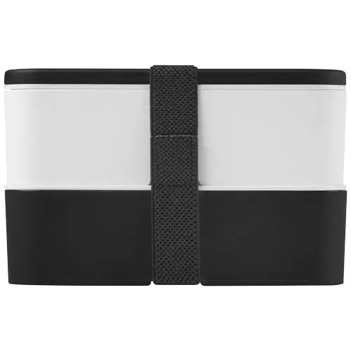 Porta pranzo con due scomparti in plastica priva di BPA e fascia di chiusura in RPET da 700ml 