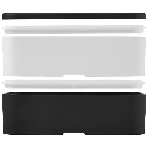 Porta pranzo con due scomparti in plastica priva di BPA e fascia di chiusura in RPET da 700ml 