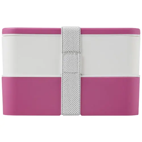 Porta pranzo con due scomparti in plastica priva di BPA e fascia di chiusura in RPET da 700ml 