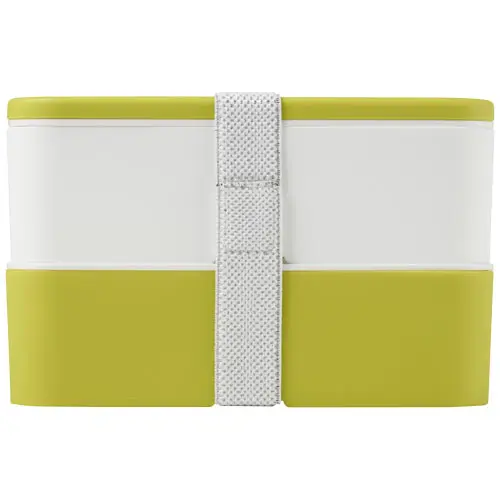 Porta pranzo con due scomparti in plastica priva di BPA e fascia di chiusura in RPET da 700ml 