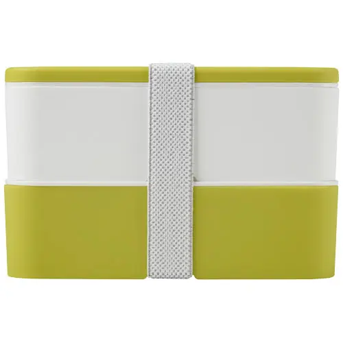 Porta pranzo con due scomparti in plastica priva di BPA e fascia di chiusura in RPET da 700ml 