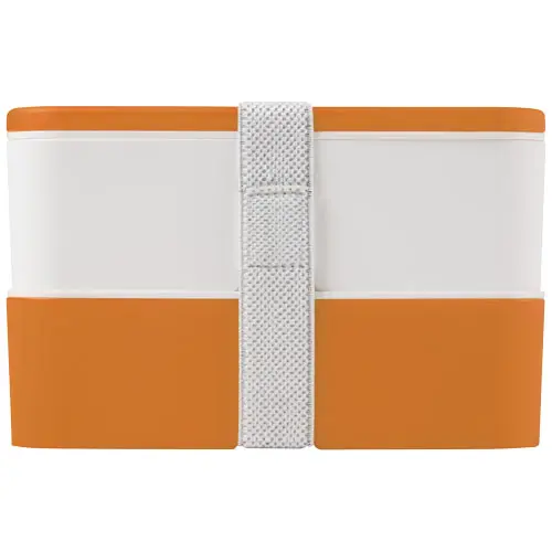 Porta pranzo con due scomparti in plastica priva di BPA e fascia di chiusura in RPET da 700ml 