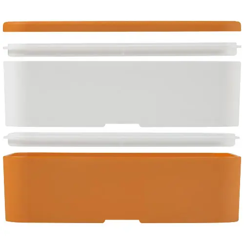 Porta pranzo con due scomparti in plastica priva di BPA e fascia di chiusura in RPET da 700ml 