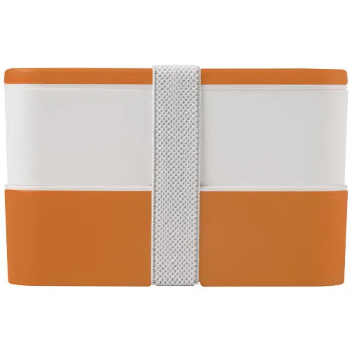 Porta pranzo con due scomparti in plastica priva di BPA e fascia di chiusura in RPET da 700ml 