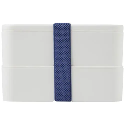 Porta pranzo con due scomparti in plastica priva di BPA e fascia di chiusura in RPET da 700ml 