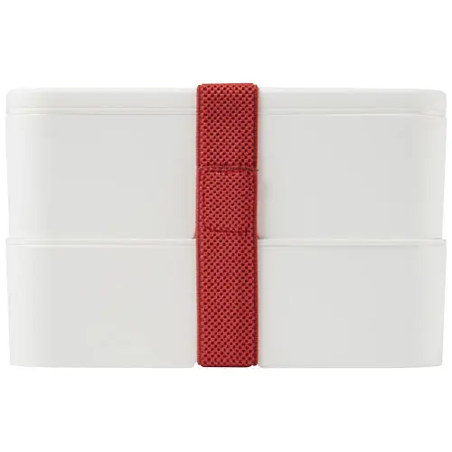 Porta pranzo con due scomparti in plastica priva di BPA e fascia di chiusura in RPET da 700ml 