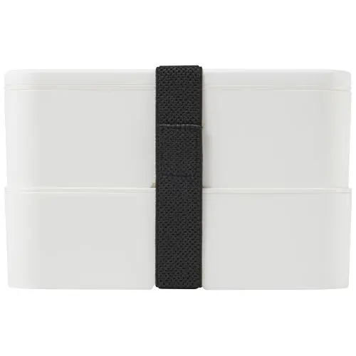 Porta pranzo con due scomparti in plastica priva di BPA e fascia di chiusura in RPET da 700ml 