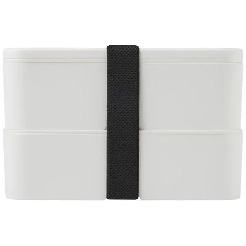 Porta pranzo con due scomparti in plastica priva di BPA e fascia di chiusura in RPET da 700ml 