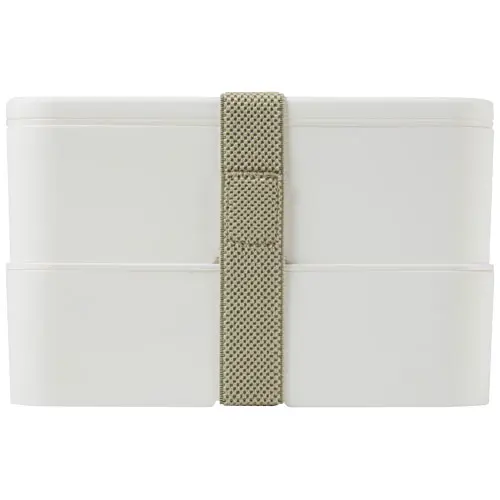 Porta pranzo con due scomparti in plastica priva di BPA e fascia di chiusura in RPET da 700ml 