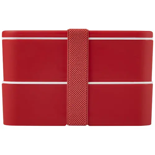 Porta pranzo con due scomparti in plastica priva di BPA e fascia di chiusura in RPET da 700ml 