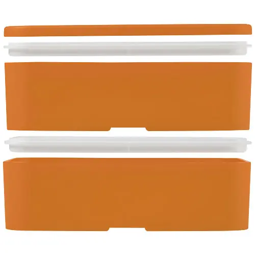 Porta pranzo con due scomparti in plastica priva di BPA e fascia di chiusura in RPET da 700ml 