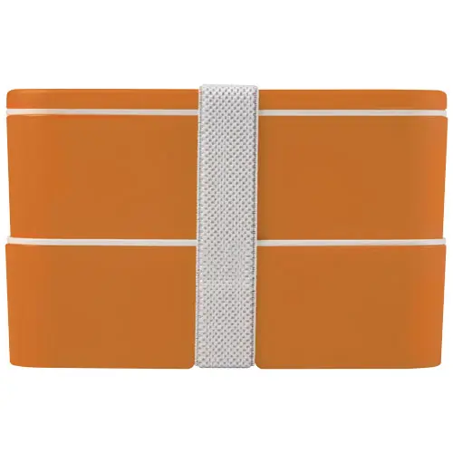 Porta pranzo con due scomparti in plastica priva di BPA e fascia di chiusura in RPET da 700ml 