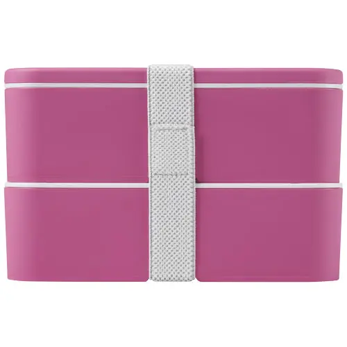 Porta pranzo con due scomparti in plastica priva di BPA e fascia di chiusura in RPET da 700ml 