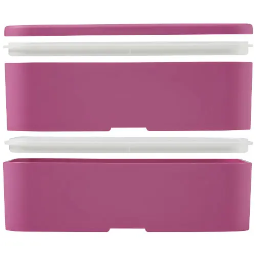 Porta pranzo con due scomparti in plastica priva di BPA e fascia di chiusura in RPET da 700ml 