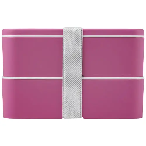 Porta pranzo con due scomparti in plastica priva di BPA e fascia di chiusura in RPET da 700ml 