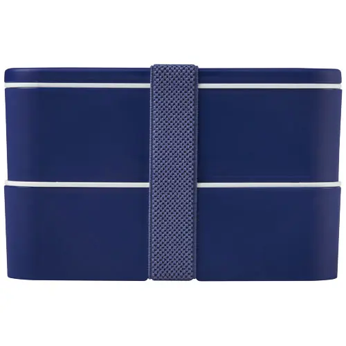 Porta pranzo con due scomparti in plastica priva di BPA e fascia di chiusura in RPET da 700ml 