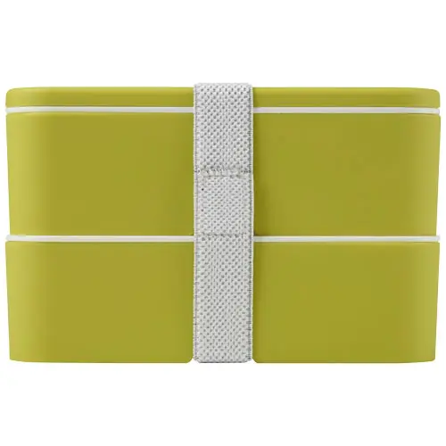 Porta pranzo con due scomparti in plastica priva di BPA e fascia di chiusura in RPET da 700ml 