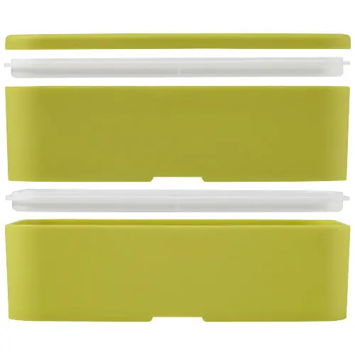 Porta pranzo con due scomparti in plastica priva di BPA e fascia di chiusura in RPET da 700ml 