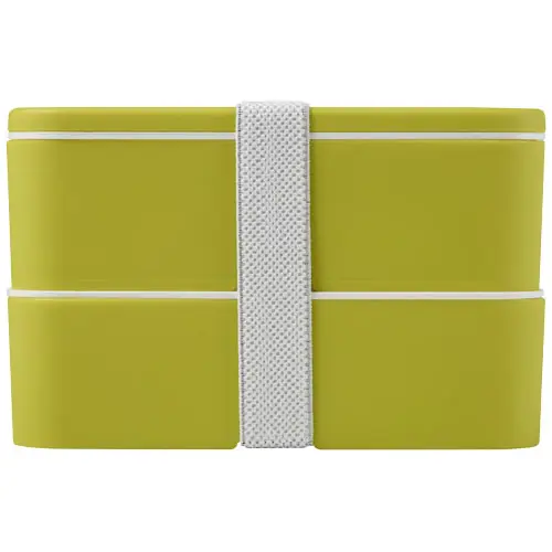 Porta pranzo con due scomparti in plastica priva di BPA e fascia di chiusura in RPET da 700ml 