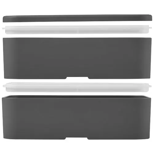 Porta pranzo con due scomparti in plastica priva di BPA e fascia di chiusura in RPET da 700ml 