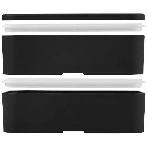 Porta pranzo con due scomparti in plastica priva di BPA e fascia di chiusura in RPET da 700ml 