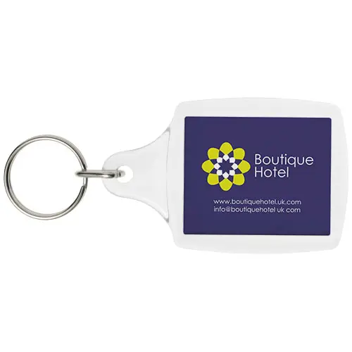 Portachiavi trasparente quadrato con inserto 45x35mm