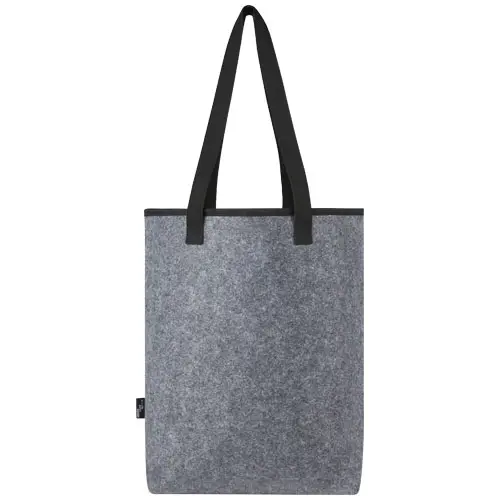 Borsa termica in feltro riciclato certificato da 12L con tasca anteriore e chiusura a strappo 40x11x40cm