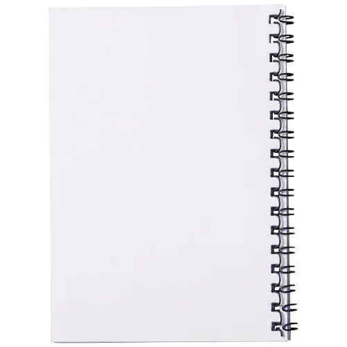 Block notes A6 Desk-Mate con rilegatura a spirale nera con copertina e 50 fogli interni personalizzabili