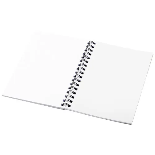 Block notes A6 Desk-Mate con rilegatura a spirale nera con copertina e 50 fogli interni personalizzabili