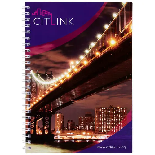 Block notes Desk-Mate A4 con rilegatura a sprirale nera e copertina e fogli totalmente personalizzabili