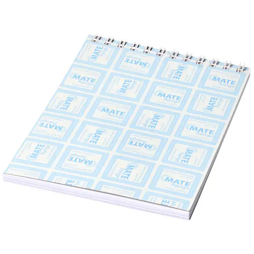 Block notes A6 Desk-Mate con rilegatura a spirale nera superiore e copertina e fogli personalizzabili