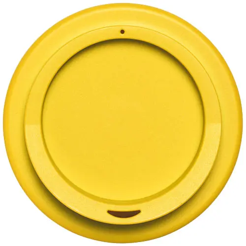 Bicchiere medio a doppia parete 100% riciclabile con coperchio a vite da 350ml e impugnatura in silicone