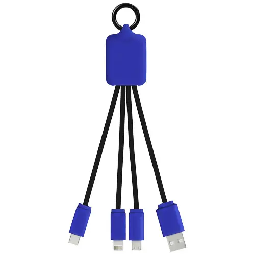 Cavo luminoso quadrato di ricarica finitura in gomma con tre connettori 